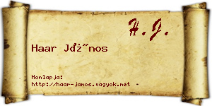 Haar János névjegykártya