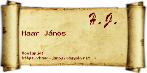 Haar János névjegykártya